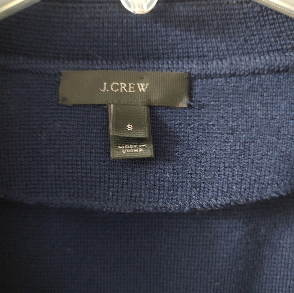 Women's Navy Blue Open Front Jacket JCrew Thick Cardigan Size Small 100% Merino - Picture 4 of 5